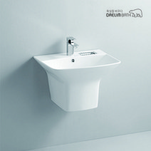 CL-364D/대림바스/원홀세면기/세면대/일체형세면기/대림세면대/평면붙임세면기/비누대세면기/CL364D, 수동, P자트랩 (벽배수), 대림정품폽업/트랩