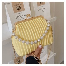 Roseelk 진주 핸드백 패션 체인 조개백 여름 셔링 크로스백