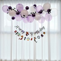 생일 벌룬 클라우드 컨페티풍선 100일 돌상 생일가랜드 파티 풍선세트, 1세트, 퍼플-세트