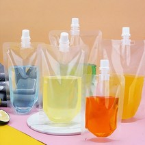 비닐백 음료 보관 스파우트 파우치 200ml 생과일 쥬스 스탠딩지퍼백 음료 파우치 캡 치어팩 스파우트, 단품