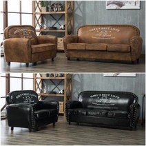 복고 빈티지 1인 2인 가죽 페브릭 소파 암체어 2인용 인더스트리얼 카페 1인용 유럽형, 01 블랙, 01 1인