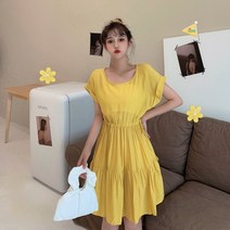 빅사이즈반팔원피스 뚱뚱함 이쁜이 프렌치 보이핏 볼륨 클래식 소프트스타일 허리보정 뱃살가리기 슬림핏 여성 478047604