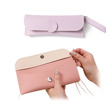 민화샵 코튼캔디 가죽 DIY 소프트 필통 만들기 세트, 핑크