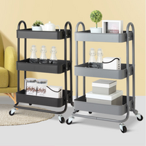 이동식 미용 피부 웨건 츄레이 카트 틈새선반 키친, 3단 블랙
