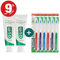 GUM 검 교정 칫솔 V커팅 (124) 6개입 치약 2개 세트