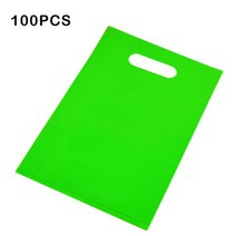 리사이클링 100 Pcs 손잡이 플라스틱 선물 부대를 가진 주문을 받아서 만들어진 로고 색깔 쇼핑 백 Businss 고객 비닐 봉투 (인쇄 요금 제외) 데일리 에코백, [02] 20X30cm, [08] Green
