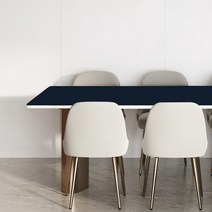 양면 가죽 방수 식탁보 모서리라운딩 5mm, 네이비 + 옐로우, 100 x 210 cm