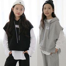 키키다이어리 여자 주니어옷 후드 조끼 초등 여아옷