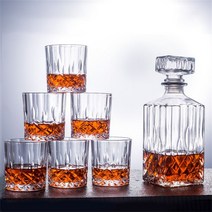 크리스탈 클리어 고급 위스키 디켄터 1병(1000ml) + 위스키 잔(200ml) 6잔 WSJB-1, 디켄터 1병 + 위스키 잔 6잔