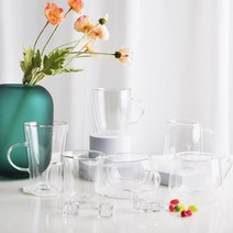 리빙메드 핸들더블글라스(6종) 데일리컵 카페 감성 이중 내열 유리, 드립커피(300ml)