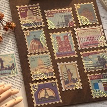 빈티지 레트로 금박 라벨 티켓 우표 다꾸 스티커, 6.야생화 (ST-1065)