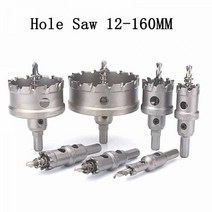 초경 스텐 홀커터 홀쏘 15-50mm 12-270mm TCT 코어 홀 톱 드릴 비트 금속 스테인레스 스틸 목재 절단용 두꺼운 플레이트 커터 드릴링 도구 카바이드 팁 12-160m, 115mm