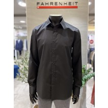 지이크F 22SS 블랙 솔리드 슬림핏 면혼방 드레스 셔츠 FEBAA5303