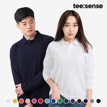 티센스 남여공용 긴팔 솔리드 면 카라 티셔츠