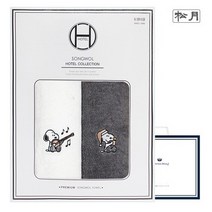 바보사랑 송월 스누피 멜로우 심플무지 2매 선물세트(쇼핑백) .송월타올, 상세설명 참조, 골고루(랜덤)