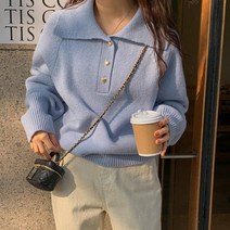 브이와이 VY 여자 시보리 울니트 웜톤 베이직 라글란 카라티