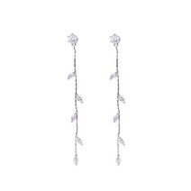 써지컬 은 드롭 원터치 링 귀걸이 트렌디 925 실버 심플파클링 리프 체인 태슬 여성소녀 선물