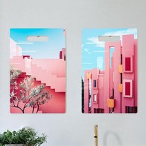 행잉액자/핑크도시(세로대형), 타입1