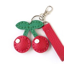 과일키링만들기 열쇠고리 가방키링 키링부자재 홀더 바느질놀이, 가죽 과일 열쇠고리 만들기 체리 UDPLT0035