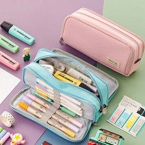 마카롱 컬러필통 파우치 대용량 페브릭 펜슬케이스, 옐로우