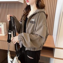 아우터 여 봄 가을 아우터 숏 가디건 후드 맨투맨 날씬해 보이고 나이 감소 ins 트렌드