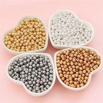금속 구슬 메탈 볼 비즈 공예 재료 5종, 4mm (5g/약50개), 라이트골드