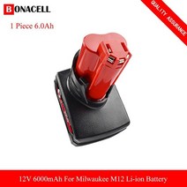 밀워키배터리 밀워키 도구 12v 리튬 이온 배터리 밀워키 m12 c12 xc 48-11-2440 48-11-2402 48-11-2411 48-11-2401 드라이버 배터리 호환 온, 1 조각 6.0ah, 1개