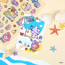 (방탄소년단굿즈)BT21 클리어 스티커 2p세트(SUMMER SKY) 940363, 쿠키