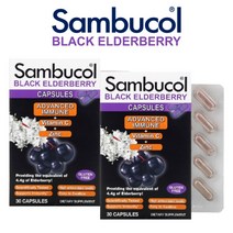 (1+1) 삼부콜 블랙 엘더베리 시럽 이뮨 비타민C 징크 아연 아스코르브산 Sambucus Nigra 30캡슐 2팩