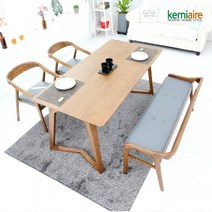 케미에르 티크로 4인 원목식탁SET벤치형 KHD-493B, 네이비