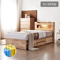 [동서가구] 브리더 LED 4단 수납 원목 SS침대＋9존 DF921751, 내추럴