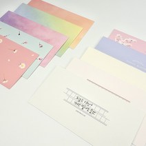 디자인 가로 봉투 500 4개 1세트 10종 중 택 1, 그라데이션-자몽오렌지