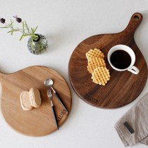 레인트리 통원목 손잡이 원형 피자 나무 도마 트레이 빵도마 서빙보드 25cm 28cm