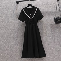 실사 빅 사이즈 여성 여름옷 뚱뚱한 사람이 입기 좋은 초선녀 스커트 통통 동생 날씬해 보인다방적 원피스