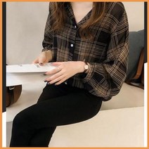 루즈 핏 체크 셔츠 블라우스 추천 남방 옷 여성 여자 의류 정장 면접 오피스 상의 의상 여친 룩 사무실 출근 미팅 회의 트렌드 스타일 코디 의상 대학생 외출 패션 패셔니스타 디자인 룩북 유행 샤르르한 LED-148
