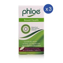 플로에 보웰 헬스 키위 추출물 프리바이오틱스 엔자임 츄어블 타블렛 30정 PHLOE BOWEL HEALTH CHEWABLE Prebiotics Kiwi Extract, 3개