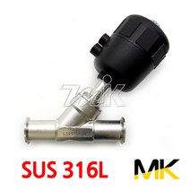 명인코리아 MK 쎄니타리 공압 Y앵글밸브 2페럴 싱글 SUS316L (19623), 1개