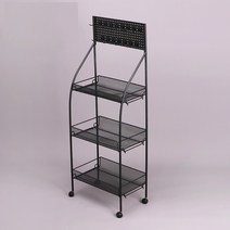 리우씨앤씨 편의점 진열대 과자 바퀴 달린 매대 수납대 이동식 철제 선반, 검은 색 G3 45 x 26 x 119 cm개