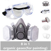 새로운 8-In-1 6200 가스 반 얼굴 마스크 카트리지 보호 안경 페인트 스프, 03 with6001