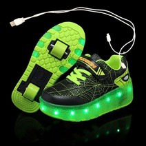 롤러 스케이트 인라인 바퀴 신발 한 두 빛나는 운동화 골드 핑크 Led 라이트 소년 소녀 USB 충전, 6.5, 808 Green