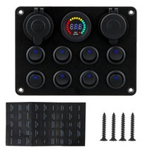 스위치 패널 USB 충전기 회로 차단기 조명 토글 자동차 트럭 보트 캐러밴용 퓨즈 블레이드 액세서리 24V 12V 8 버튼 15A, CHINA_파란