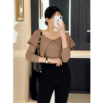 [디오브] 빅 카라 오프숄더 티셔츠 데일리 미니멀 페미닌 캐주얼 여친룩 코디
