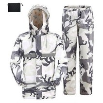 couyor 분체식 오토바이 우비 상하의 세트 라이딩 우의 밀리터리 빅사이즈, 화이트밀리터리