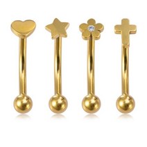 크로스 스타 하트 플라워 커브 피어싱 바벨 Daith 눈썹 루크 배꼽 링 용 스틸 바디 쥬얼리 16G 8mm