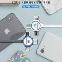 [인씨네] 세르페즈 QC3.0 3in1 고속 충전케이블 데이터 겸용 5핀 8핀 C타입 USB LED 무드등 릴방식, 선방식케이블_그레이