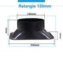 덕트 100-150mm 긴 플랜지 덕트 팬 호스 커넥터 주방 후드 환기 파이프 용 공기 어댑터 배기구 연결, 03 Retangle 150mm