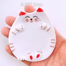 미니 휴대용 미술파레트 물감 세라믹 팔레트 수채화 페인팅 접시 귀여운 고양이 흰색 도자기, Cat S 8.5x7.5cm
