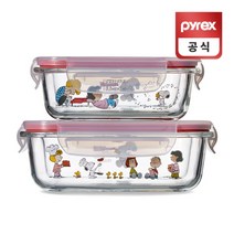 [파이렉스] 코렐 스누피 밀폐 직사각 글라스 용기 2종, 단품