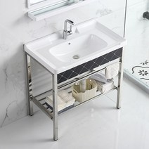 간이 세면대 하부장 탕비실 원목 수납 세면기 거울, A타입50cm 싱글냉수수전세트