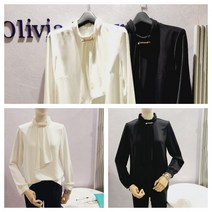 올리비아로렌 고급스러운 탈착 진주 브로치 셔링 스카프 블라우스 nc청주점 vocnlxf8221